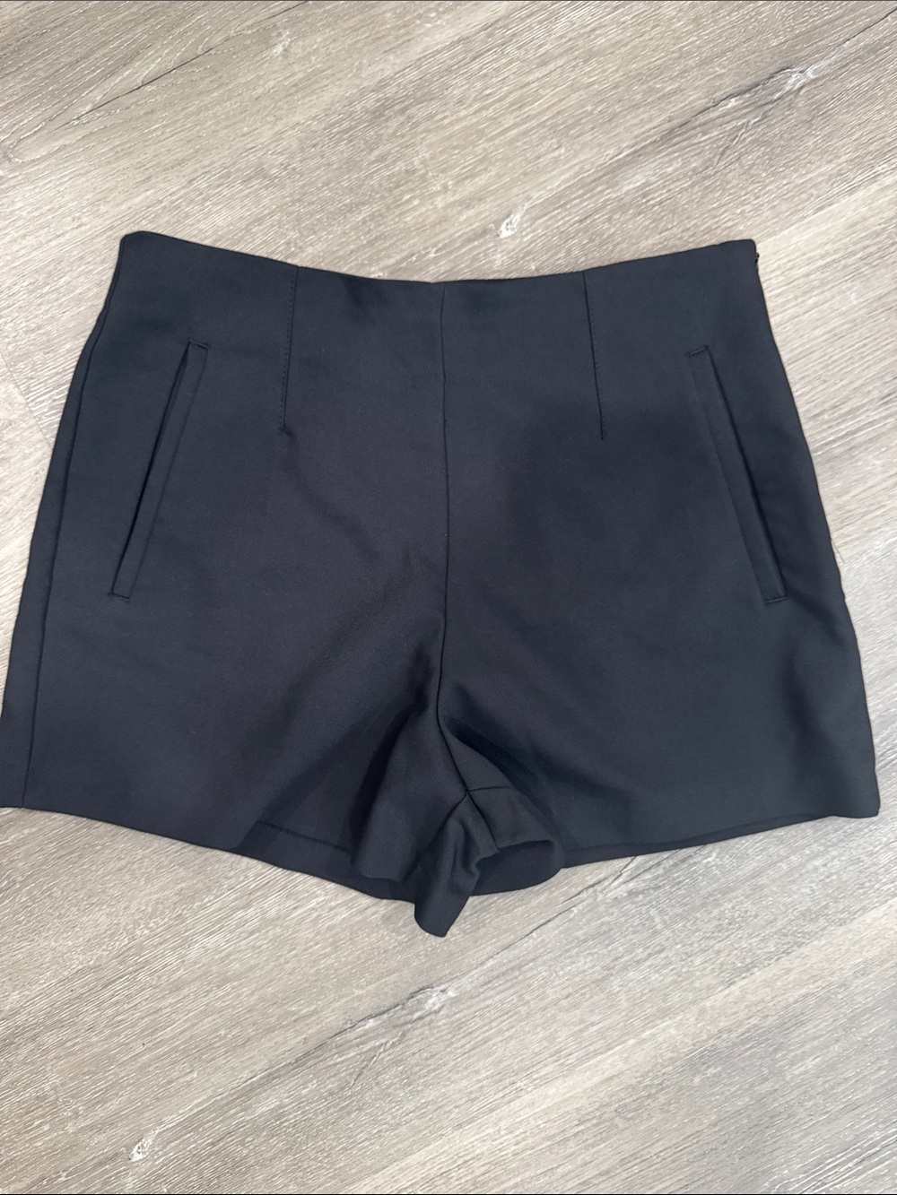 Zara Black High-Waist Tailored Shorts